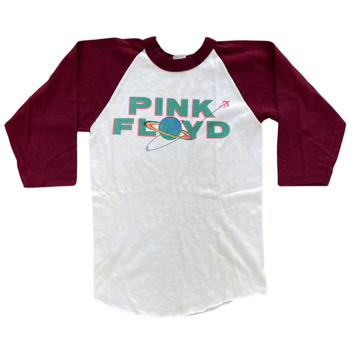 image of Band Tees x Vintage Pink Floyd Tour Raglan Shirt Youth Size Large in White, Men's