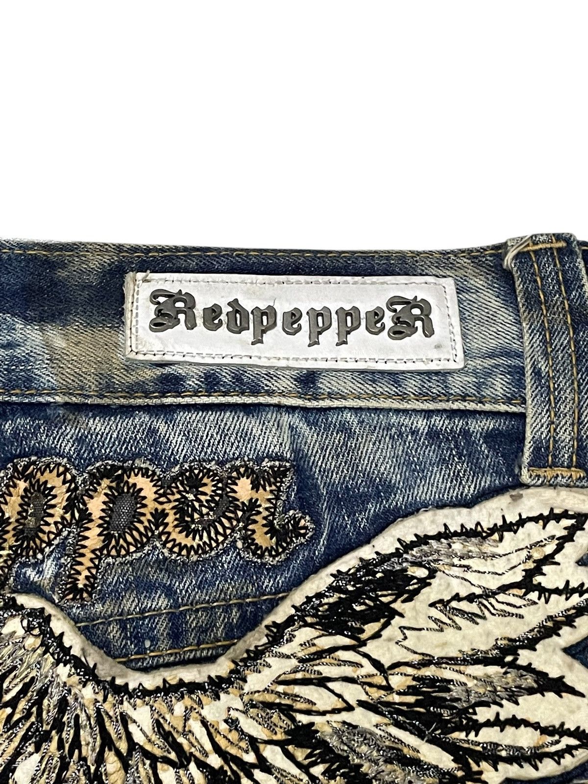 If Six Was Nine × LOWBOX × Le Grande Bleu (L.G.B.) Red Papper Japan Feather Wings Embellish Shatter Glass Jeans Size US 30 / EU 46 - 23 Thumbnail