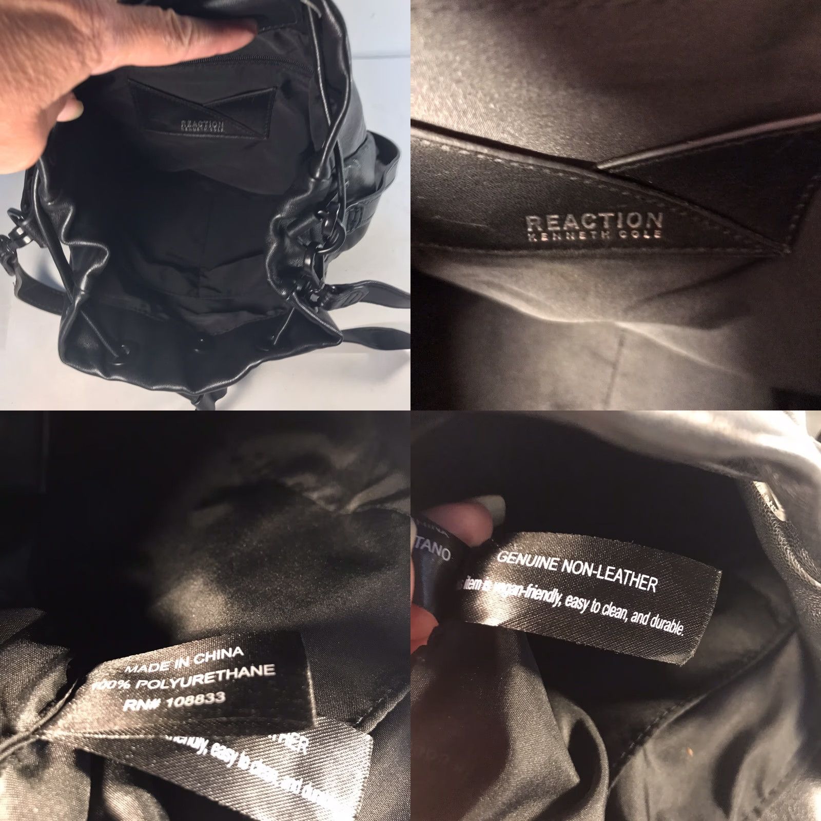 Kenneth Cole Kenneth Cole Reaction Black Tote Backpack Bag Women Large Casual Travel Vegan Friendly Size ONE SIZE - 8 Thumbnail