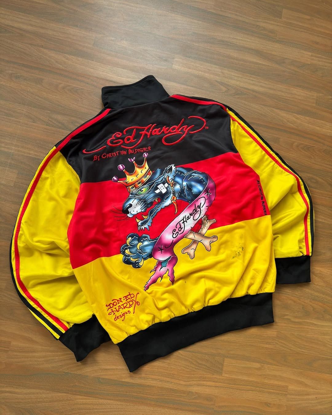 Christian Audigier × Ed Hardy 90's Ed Hardy Black Panther Embroidery Varsity Jacket Size US M / EU 48-50 / 2 - 4 Thumbnail