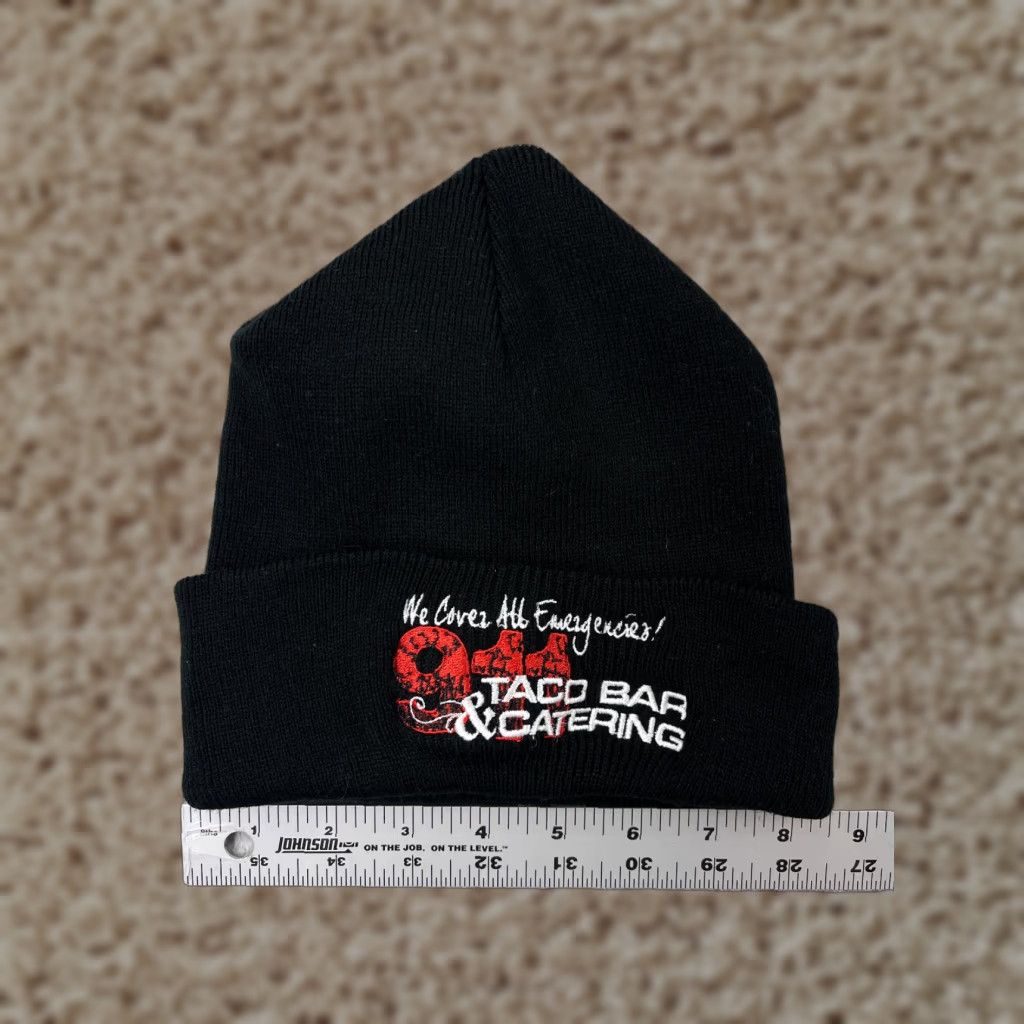 Vintage 911 Taco Bar Beanie Toque Adult One Size Black Embroidered Knit 100% Acrylic Size ONE SIZE - 1 Thumbnail
