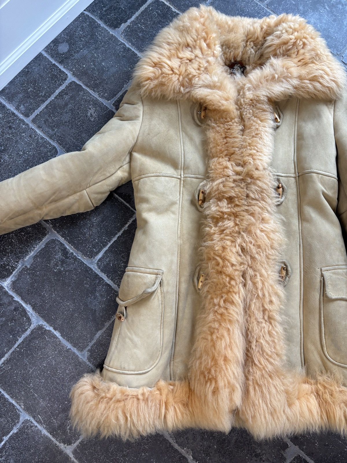 Vintage 70s Vintage Sheepskin Coat Shearling Bomber Flight Jacket Size M / US 6-8 / IT 42-44 - 14 Thumbnail