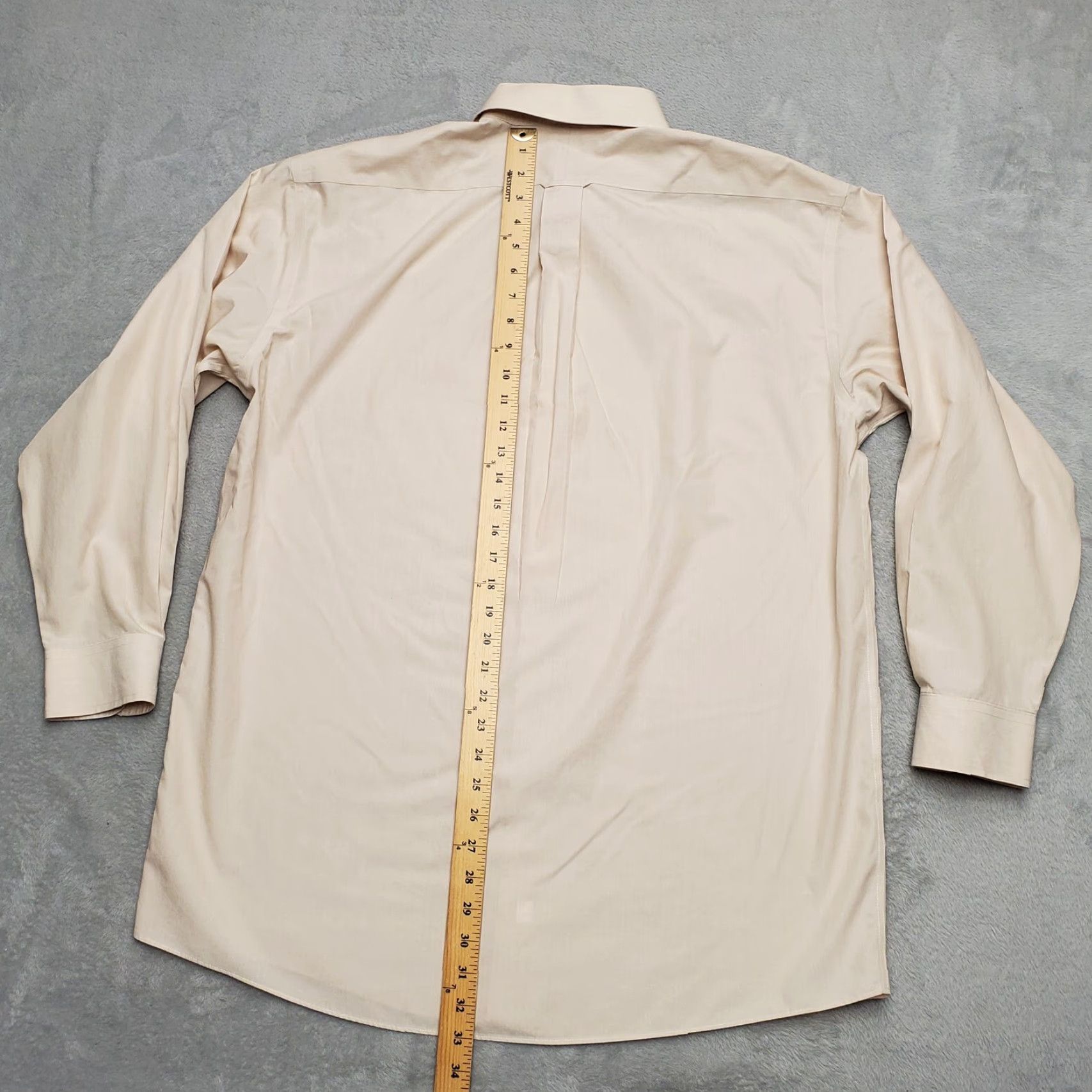 Roundtree & Yorke VINTAGE Gold Label Shirt Mens 16.5 34 Peach Striped 100% Cotton Poplin Non Iron EZ Wash Size US S / EU 44-46 / 1 - 7 Thumbnail