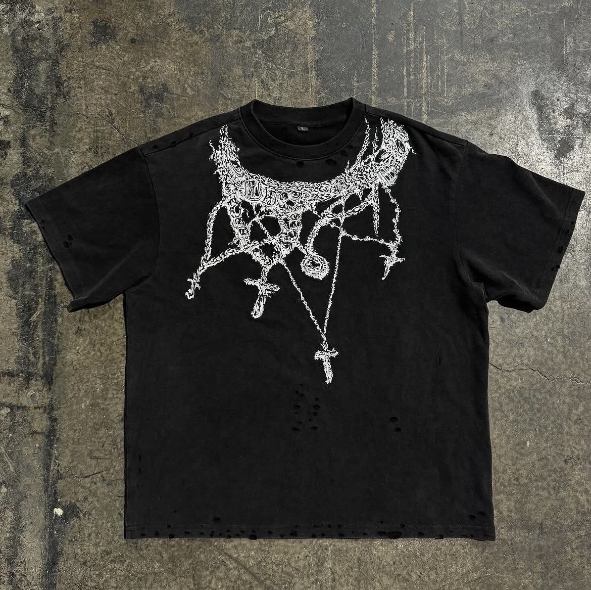 Other YOUTHOOD Embroidered Distressed Cross Chain T Shirt Size US L / EU 52-54 / 3 - 1 Thumbnail