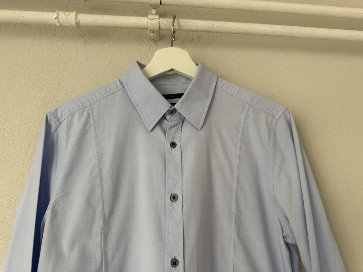 Gucci Light Blue Slim Shirt with Mother of Pewrl Buttons Size US M / EU 48-50 / 2 - 3 Thumbnail