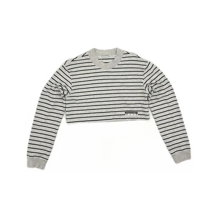 Alexander Wang Alexander Wang Striped Crop Long Sleeve T-Shirt 0079 Size XS / US 0-2 / IT 36-38 - 1 Thumbnail