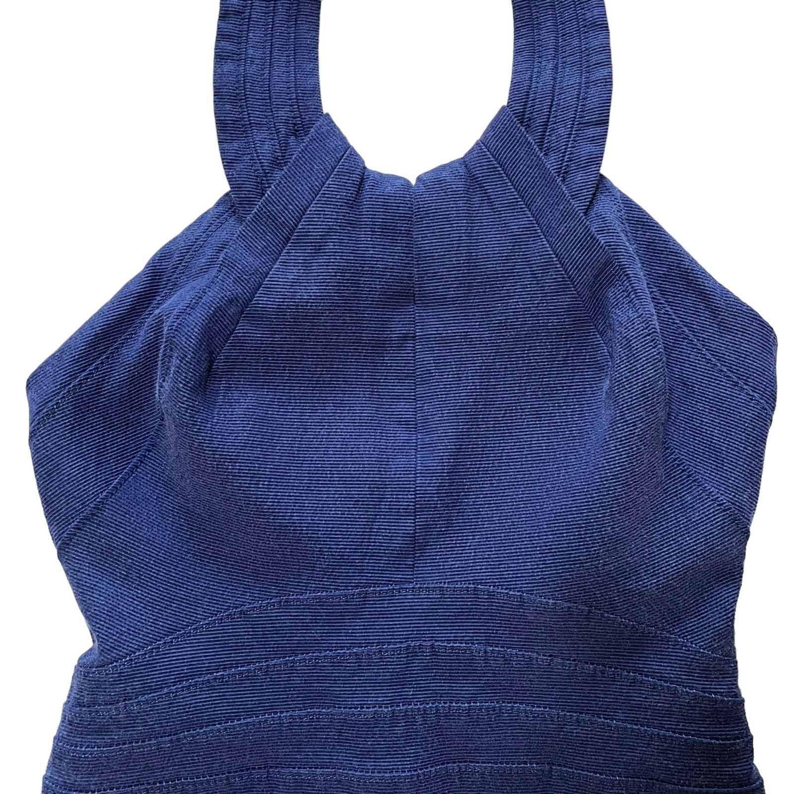 Zac Posen Zac Posen Navy Blue Halter-Neck Sheath Midi Mermaid Dress Size S / US 4 / IT 40 - 9 Thumbnail