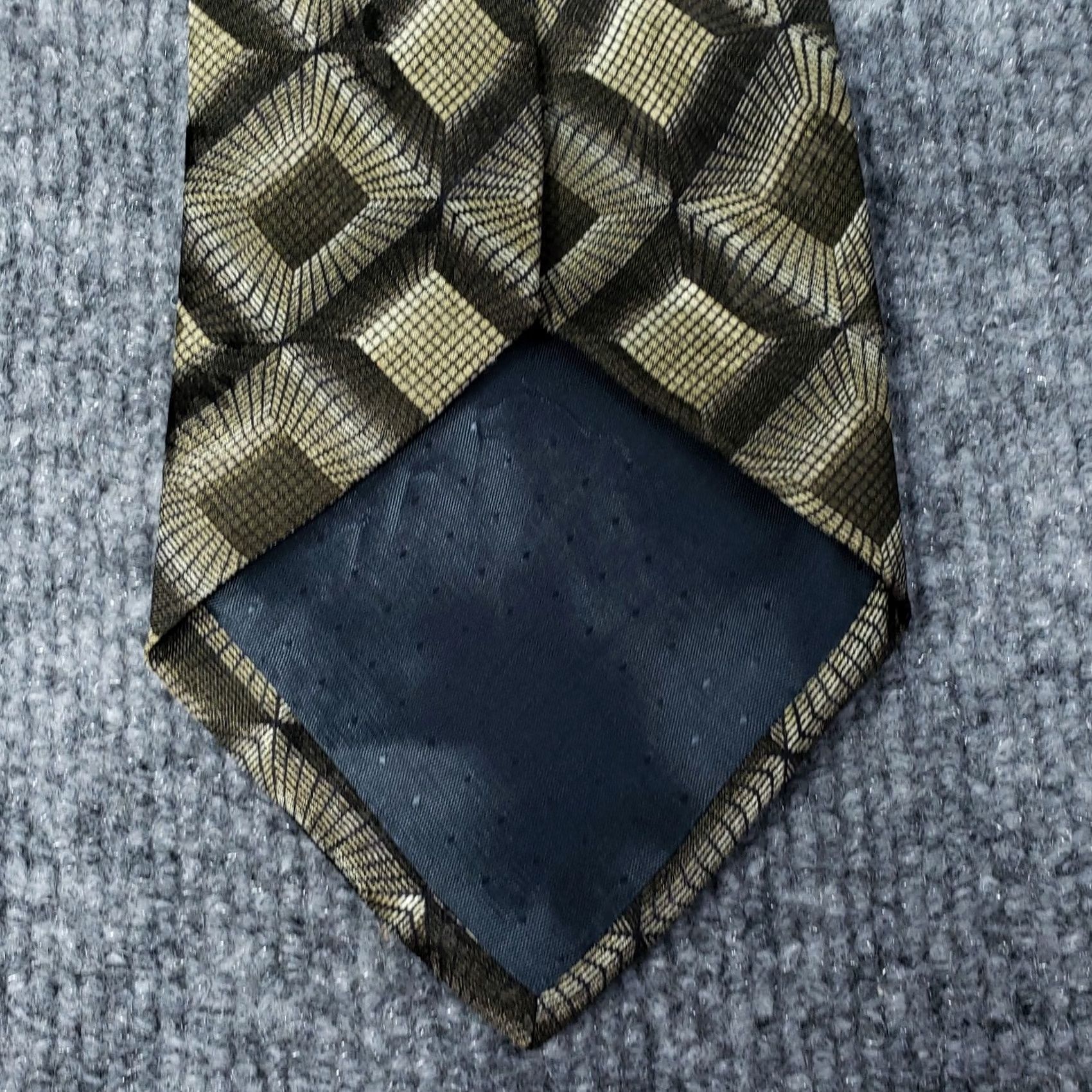 Vintage Fratelli Neck Tie Beige Geometric Silk Handmade Designer Italy Mens Necktie Size ONE SIZE - 6 Thumbnail