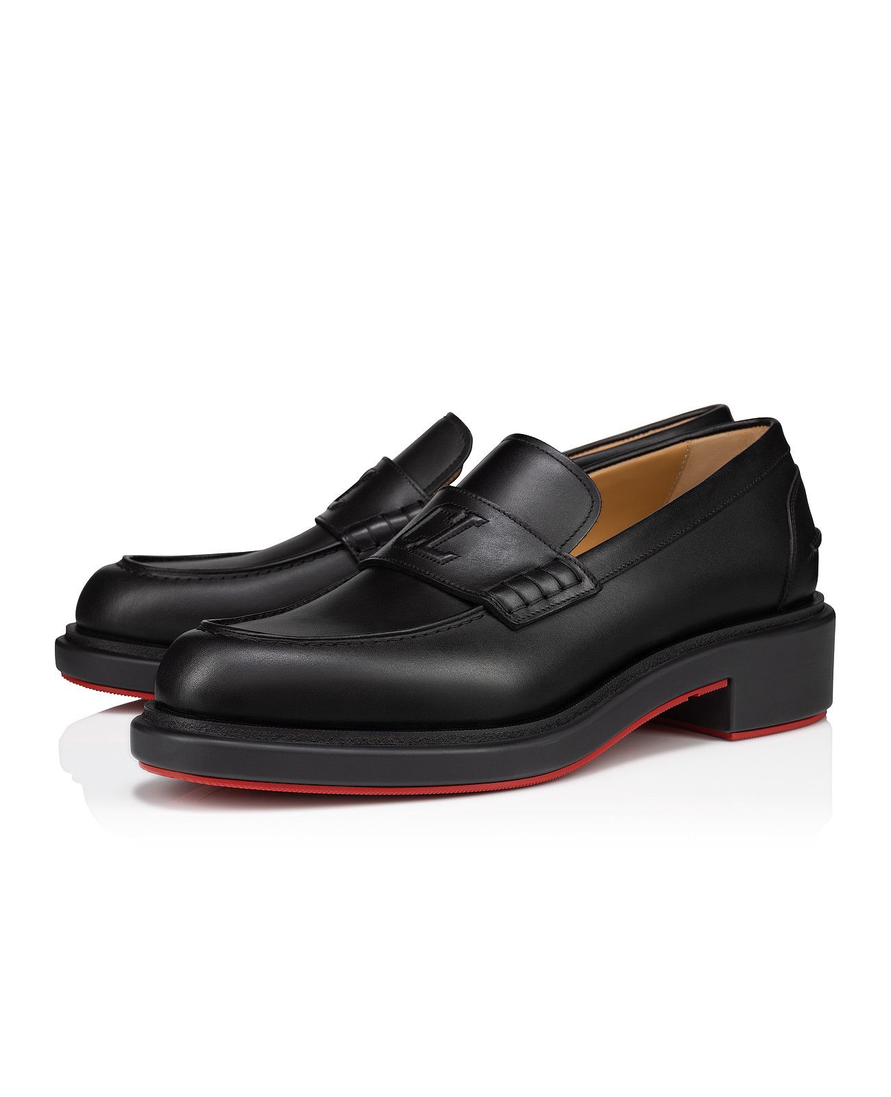 CHRISTIAN LOUBOUTIN Urbino Moc black leather loafers 13 46