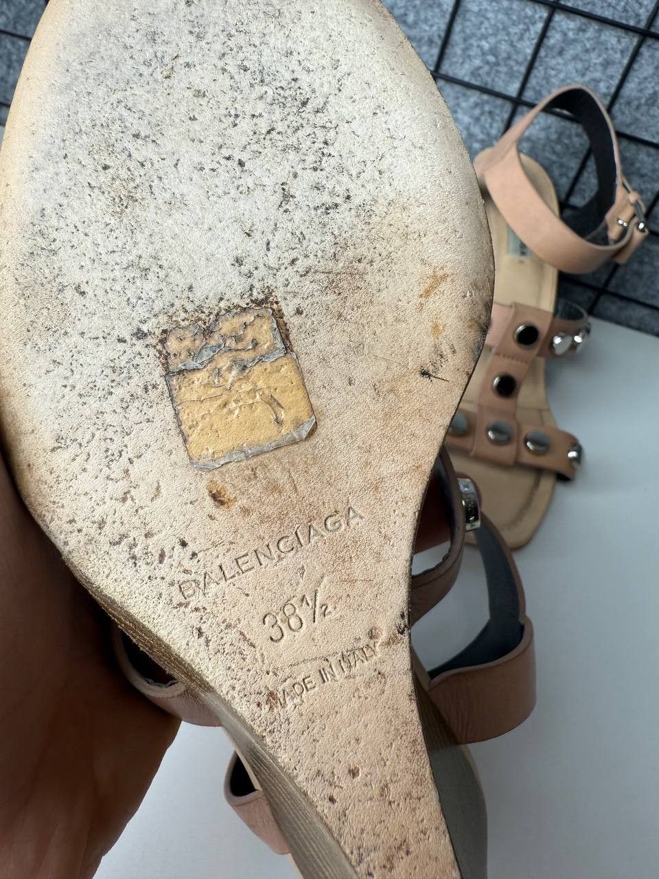 Balenciaga Balenciaga Pale Pink Leather Studs Sandals Wedge Shoes Size US 8 / IT 38 - 13 Thumbnail