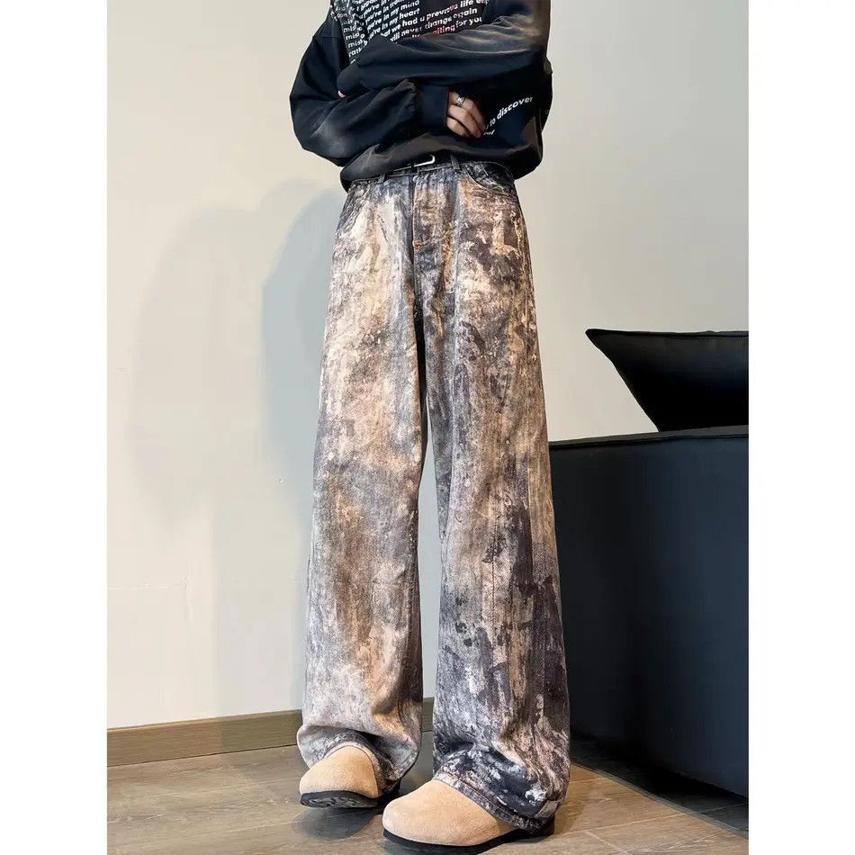 Japanese Brand Retro loose splashed ink printed jeans Size US 32 / EU 48 - 4 Thumbnail