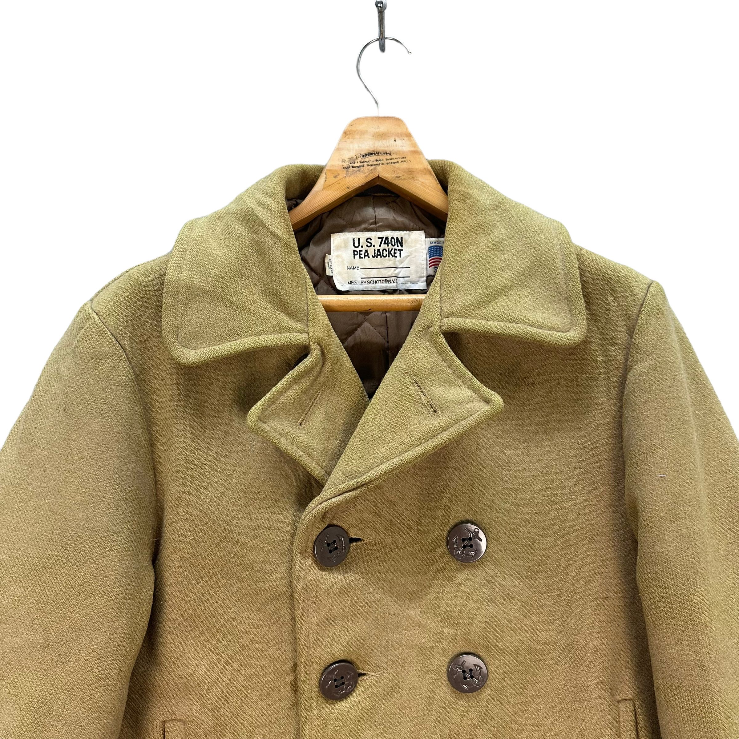 US 740N PEA JACKET SCHOTT NYC WOOL COAT JACKET #8548-014