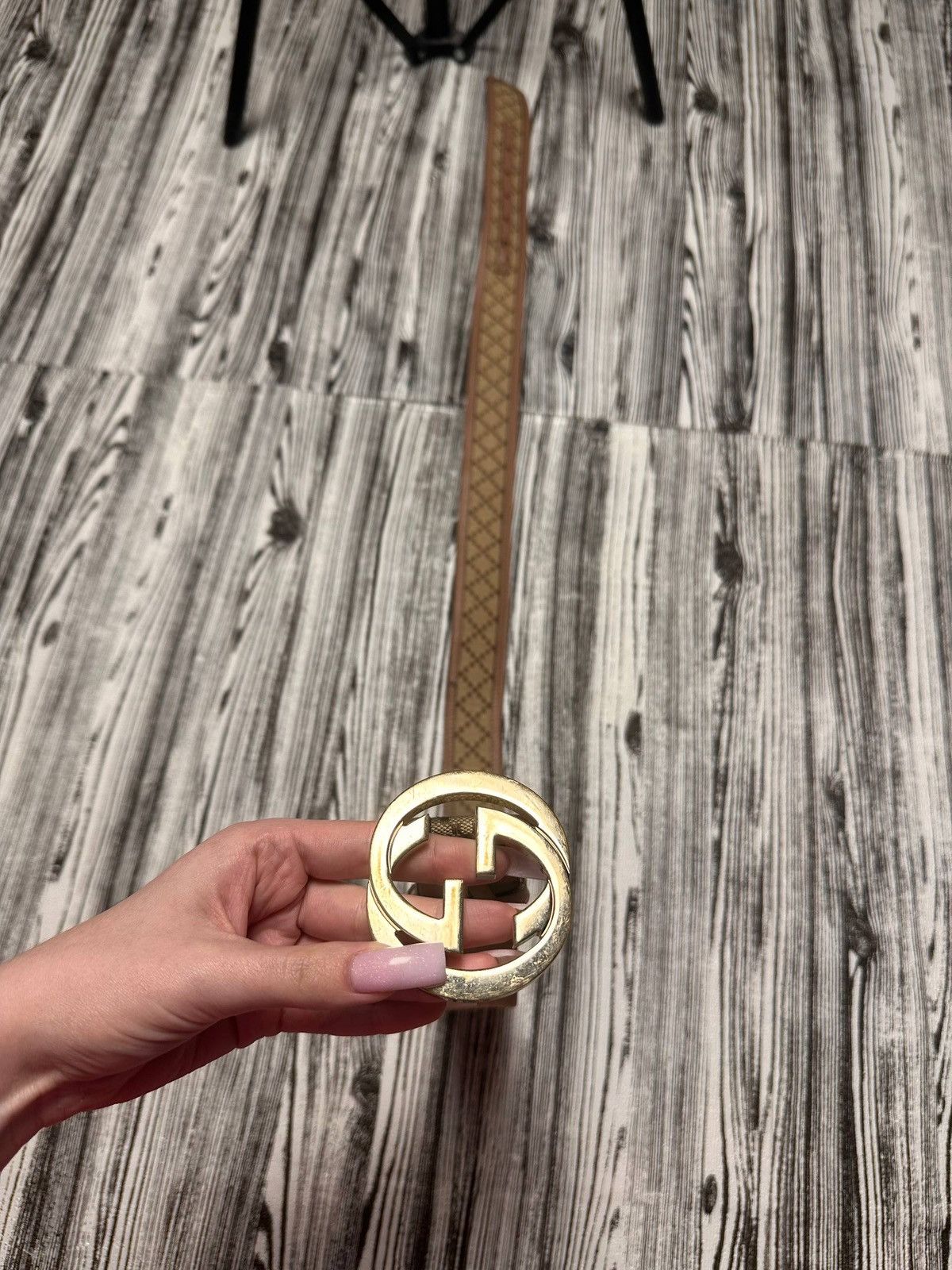 Gucci Gucci Diamante Canvas and Leather Interlocking G Buckle Belt Size ONE SIZE - 6 Thumbnail