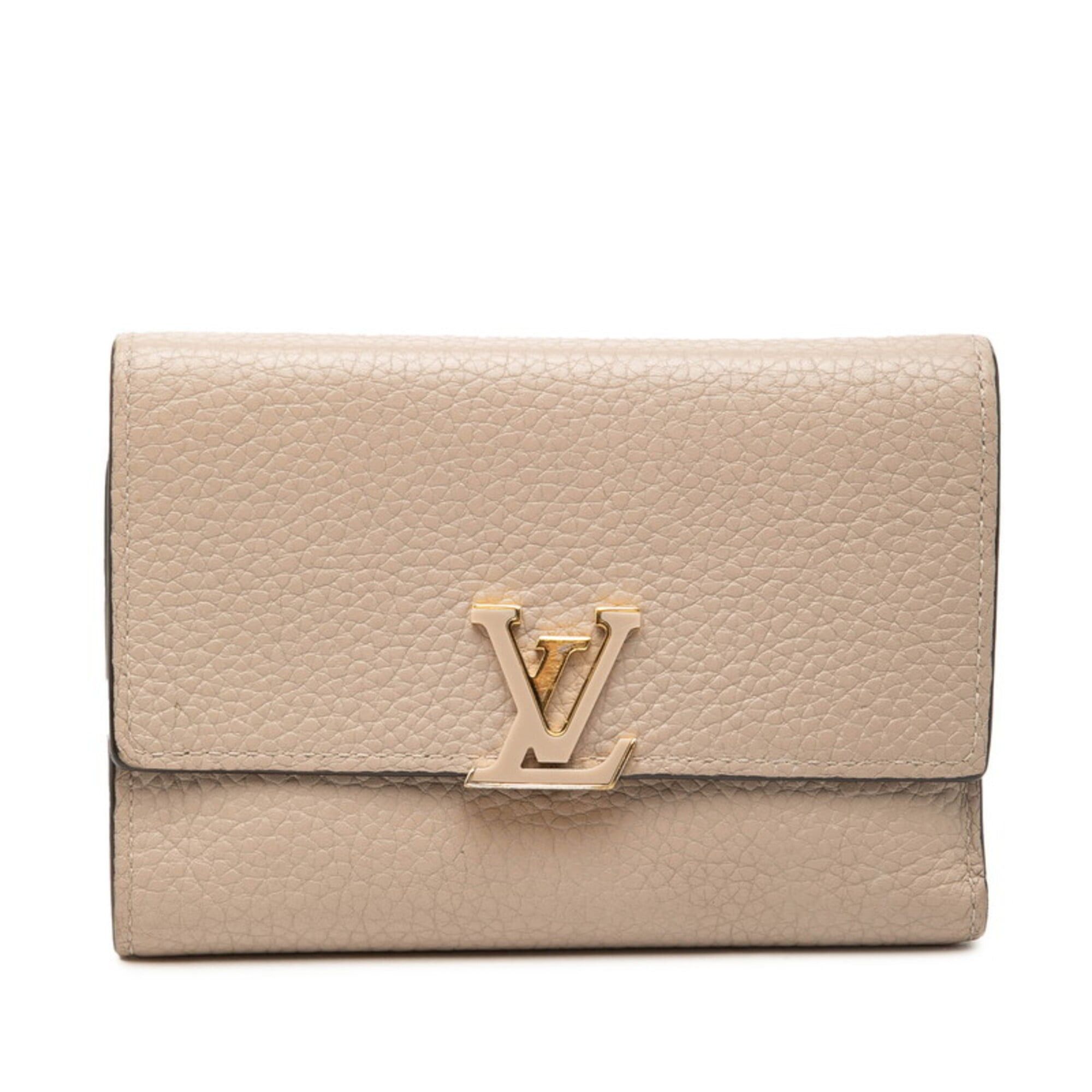 Louis Vuitton Louis Vuitton Portefeuille Capucines Compact Tri-fold Wallet M62159 Galet Beige Taurillon Leather Women's LOUIS VUITTON Size ONE SIZE - 1 Thumbnail
