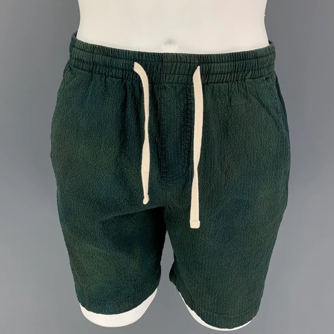 Todd Snyder TODD SNYDER Camouflage Green Textured Cotton Shorts Size M Size US 31 - 7 Thumbnail