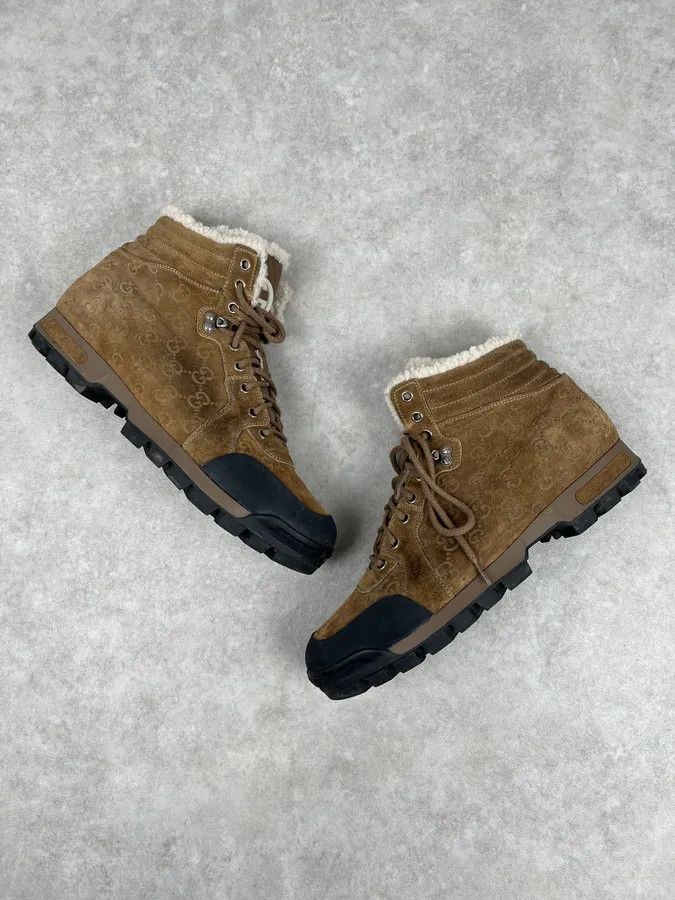 Gucci 2000s Gucci Brown Nebraska Monogram Hiking Boots Size US 11 / EU 44 - 3 Thumbnail