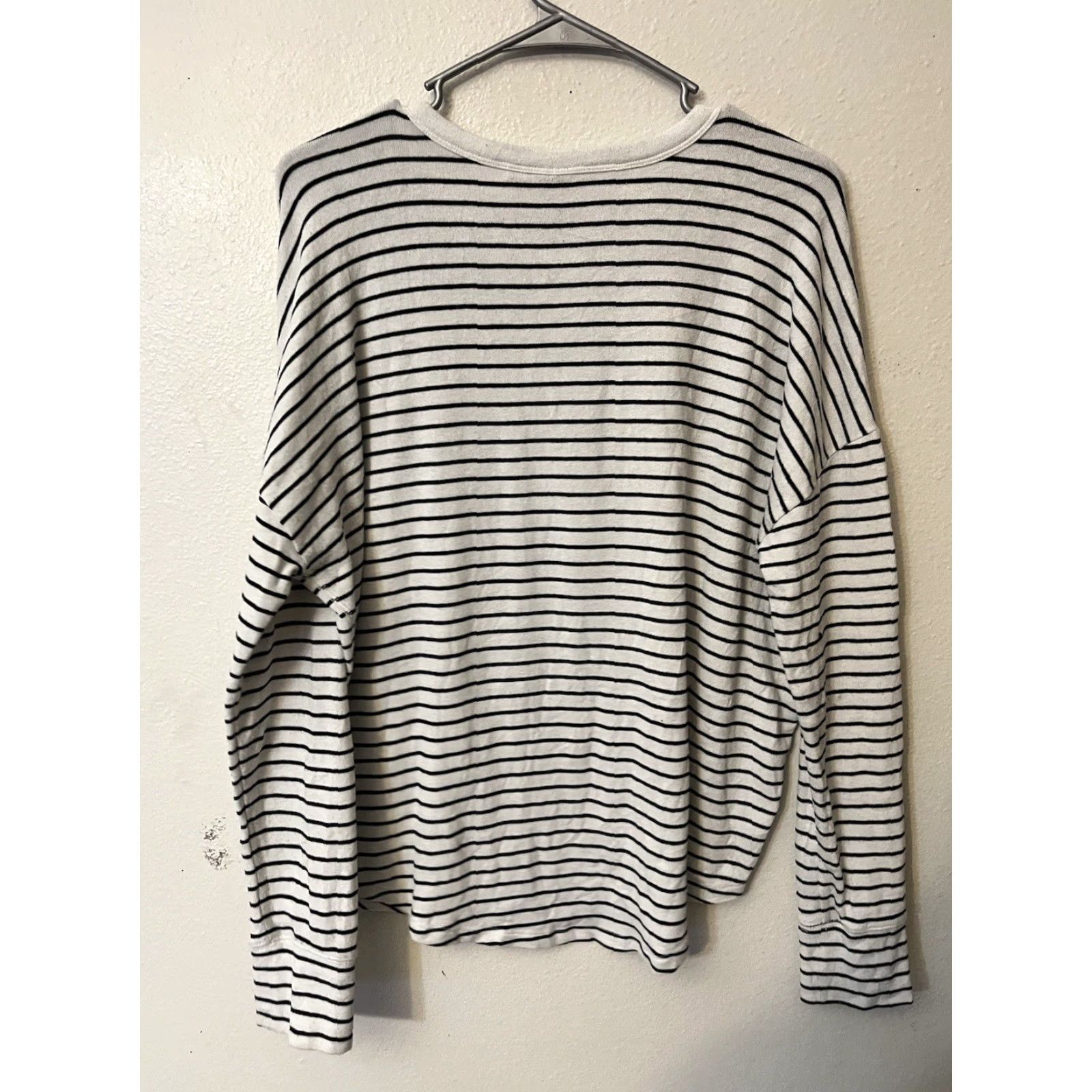 Gap Gap Sweater Womens Large White Blue Striped Stretch Round Neck, Pullover, Knit, Multicolor, Long Sleeve, Regular Size L, Gap, Women, Sweater Size L / US 10 / IT 46 - 2 Thumbnail