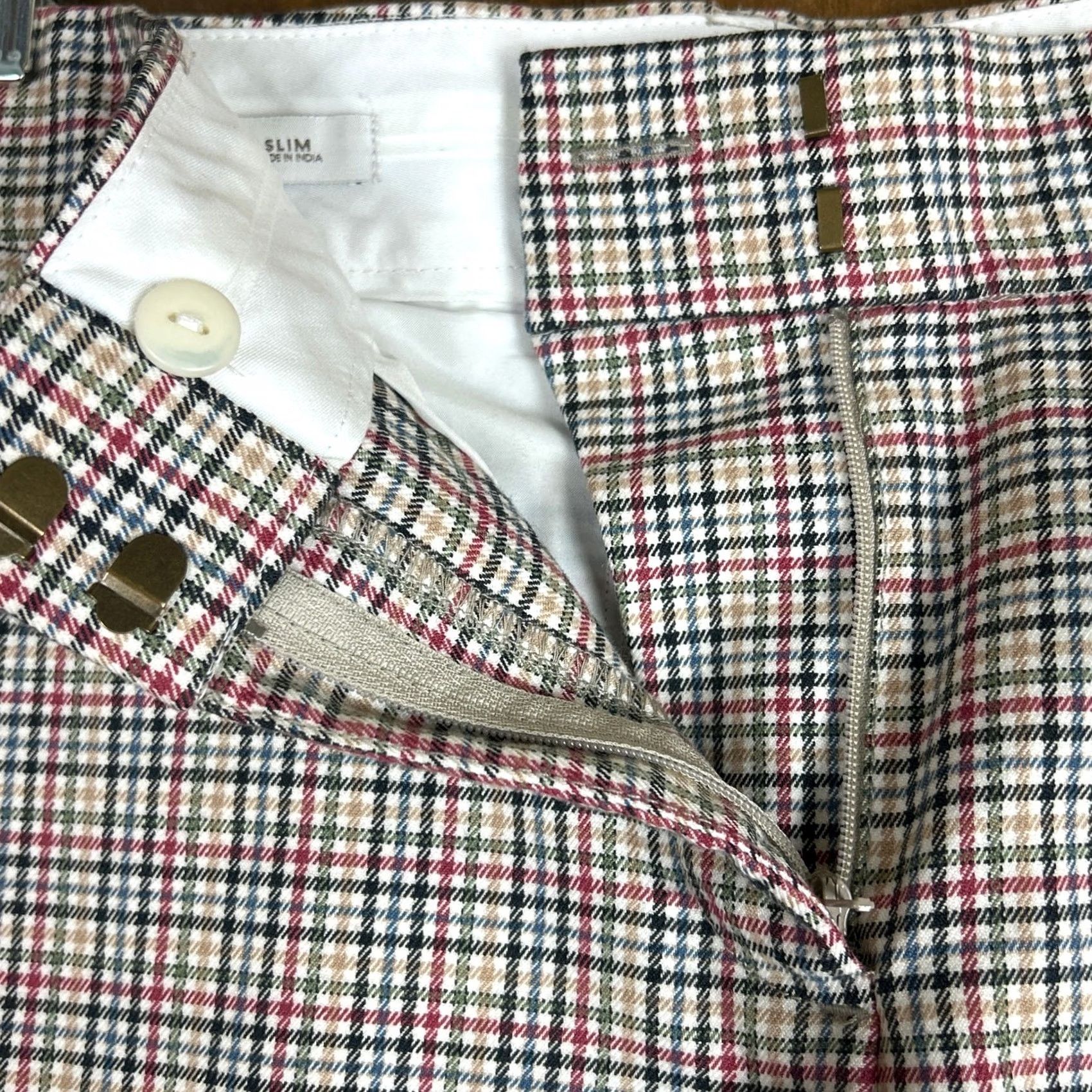 Loft LOFT Womens Pants Multicolored Plaid Mid Rise The Slim Stretch 6 Size 28" / US 6 / IT 42 - 4 Thumbnail