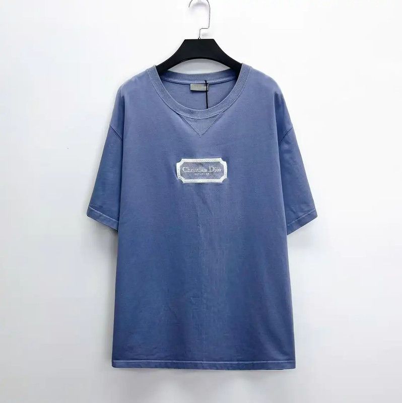 Dior Dior Blue Cotton Embroidered Stripe Short Sleeve Tee 0089 Size US XXL / EU 58 / 5 - 1 Thumbnail