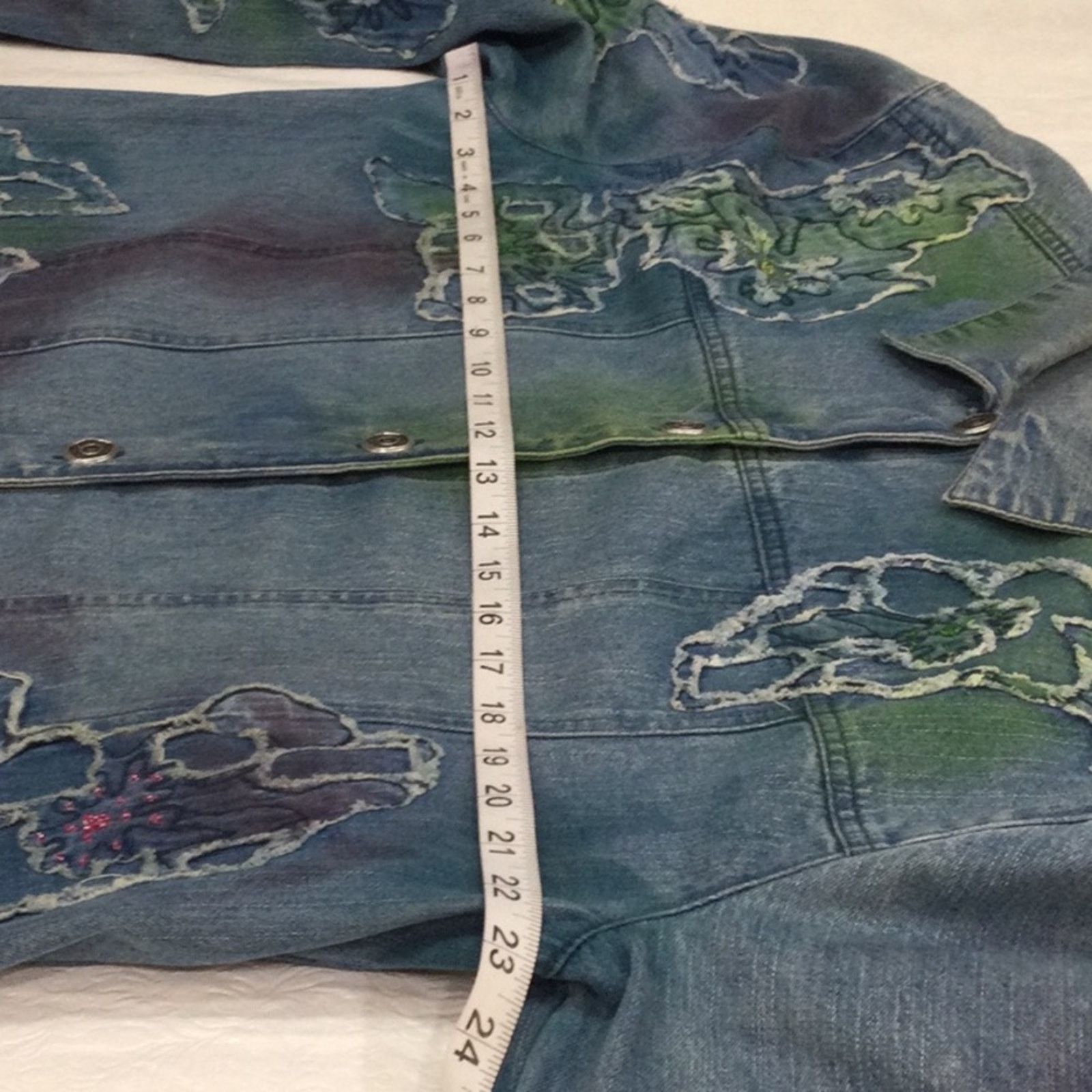 Chicos Chico's Design Vintage Artsy Beaded Jean Jacket 3/XL/16 Size XL / US 12-14 / IT 48-50 - 10 Thumbnail