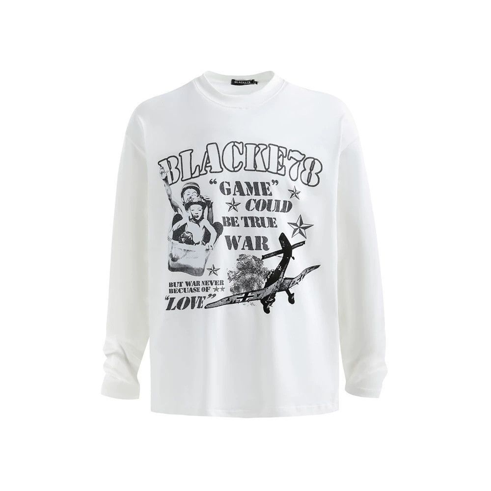 Vintage Men's loose casual retro character print T-shirt long sleeve Size US M / EU 48-50 / 2 - 1 Thumbnail