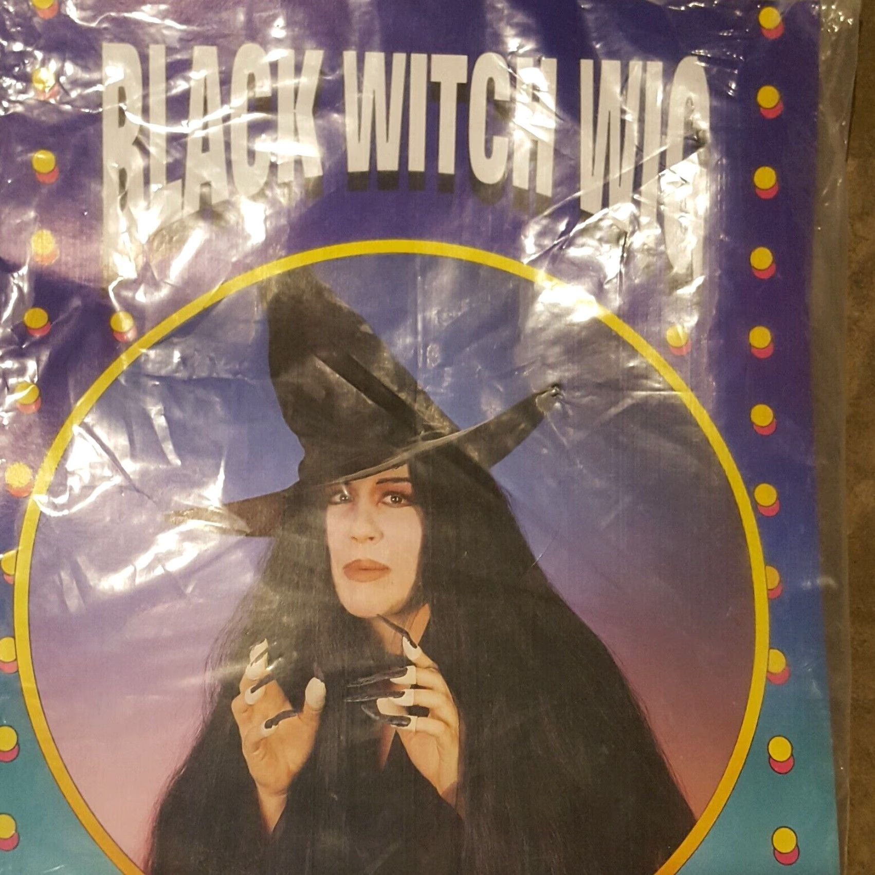 Vintage VINTAGE 90s Spencers Gifts Witch Wig Women Halloween Costume Black Straight Retro Size ONE SIZE - 2 Thumbnail