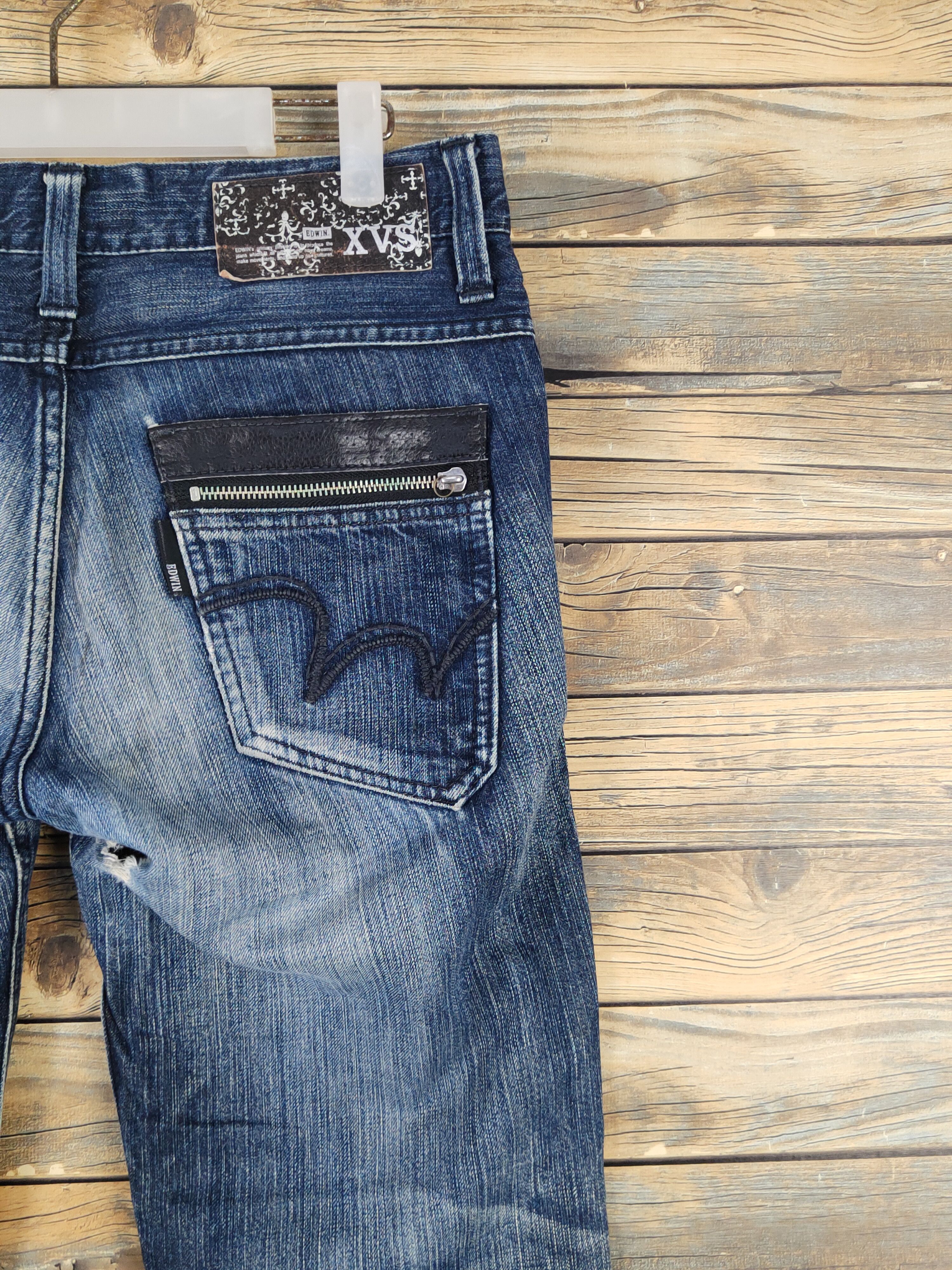 Edwin Edwin Dark Blue Distressed Ripped Jeans #W1568 Size US 30 / EU 46 - 13 Thumbnail