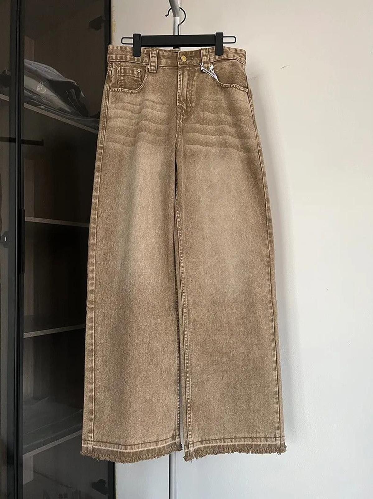 Vintage Beige Whiskered Wide-Leg Jeans Size US 30 / EU 46 - 3 Thumbnail