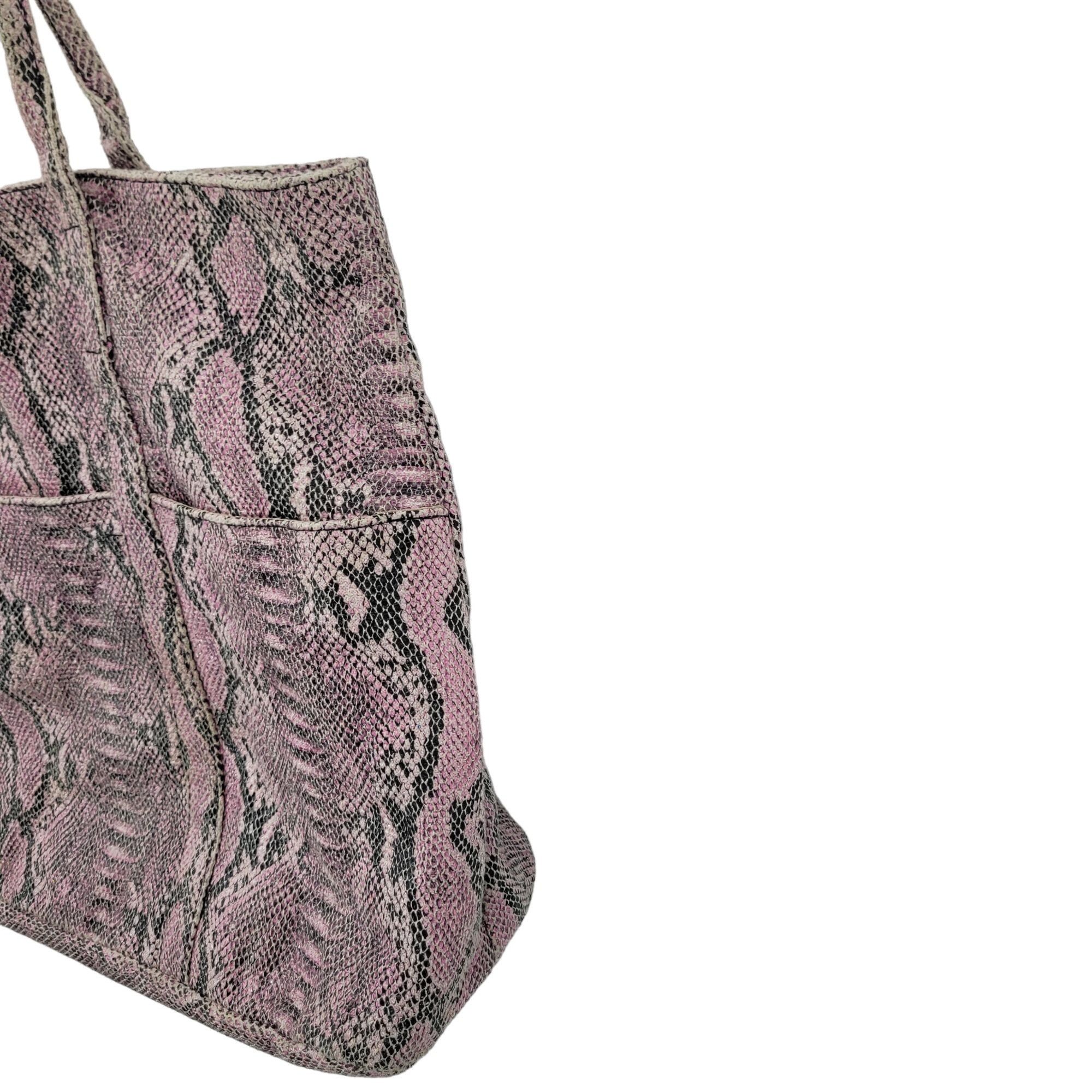 Designer BCBG Max Azria Pink Black Snake Print Vegan Tote Overnight B Size ONE SIZE - 12 Thumbnail