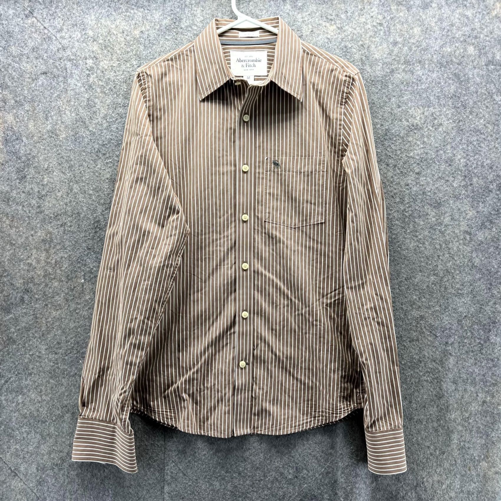 Abercrombie & Fitch VINTAGE Abercrombie & Fitch Shirt Men Medium Brown Striped Button-Down Casual Long Sleeve Muscular Fit Size US M / EU 48-50 / 2 - 2 Thumbnail