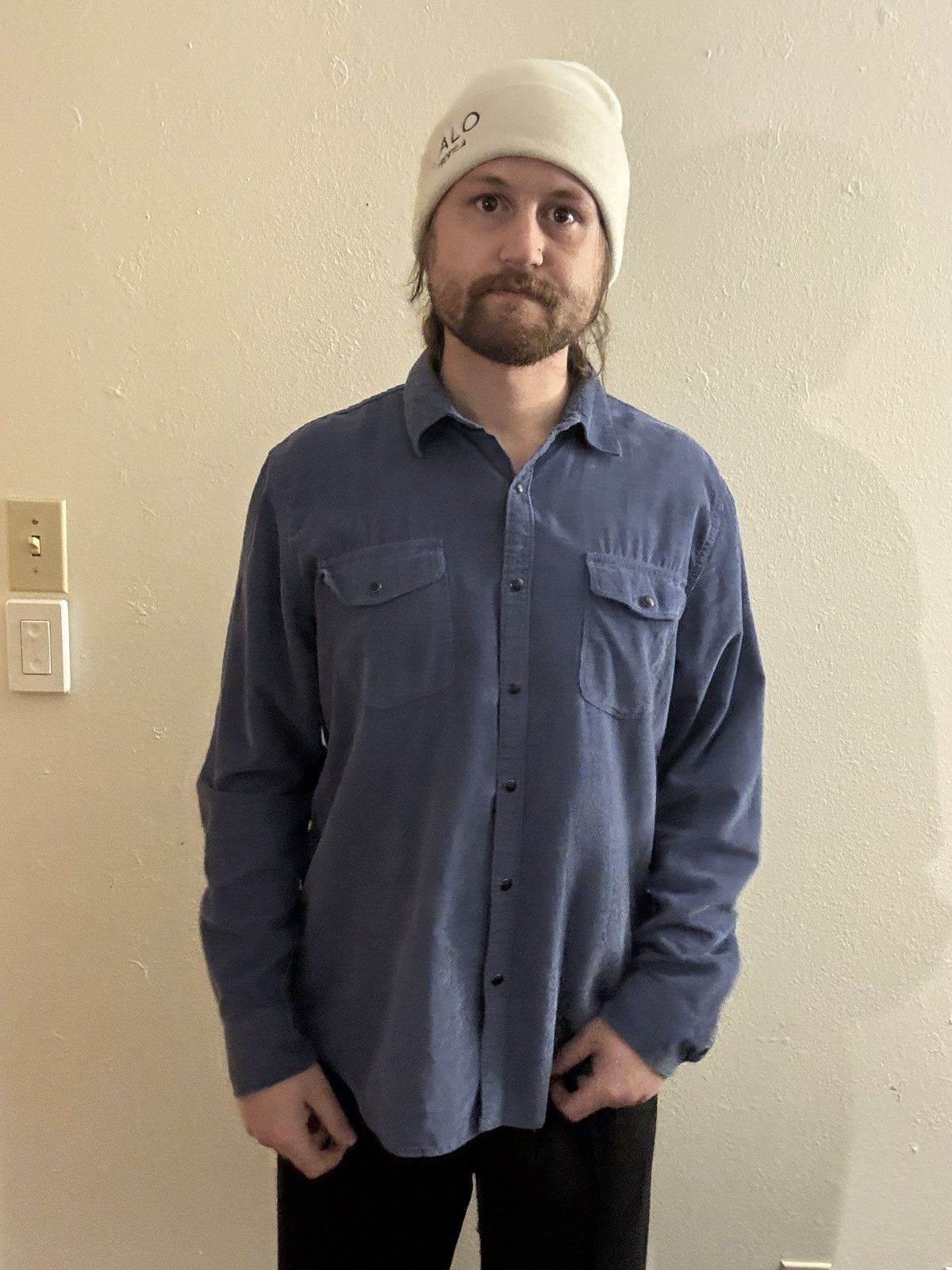Lucky Brand Lucky Slate Blue Corduroy Button-down | L | Double Pocket Size US L / EU 52-54 / 3 - 2 Thumbnail