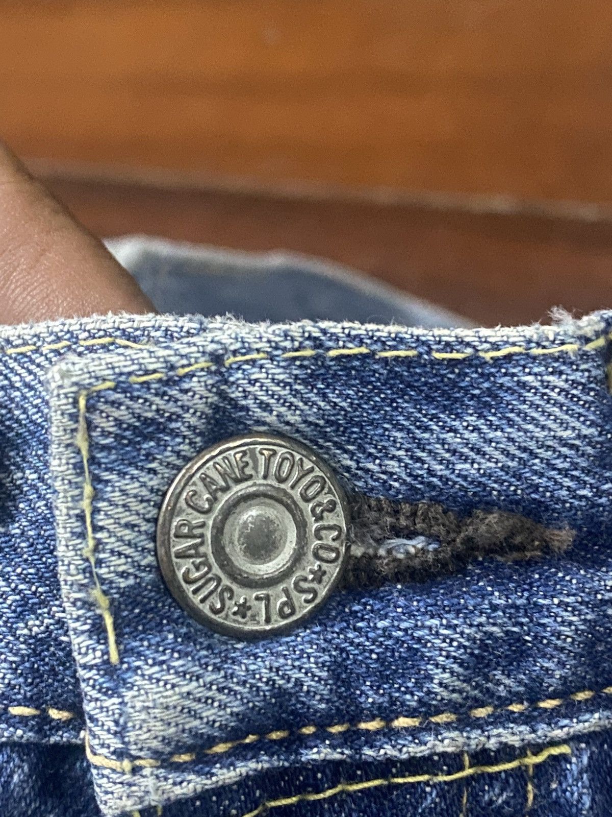 Sugar Cane Vintage sugar cane denime mud wash wide bootcut distressed Size 31" - 14 Thumbnail