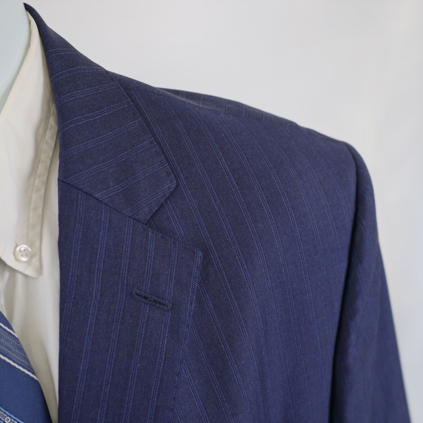 Loro Piana Loro Piana Cremieux Super 130S Wool Denver CT Blue Striped S Size 44S - 2 Thumbnail