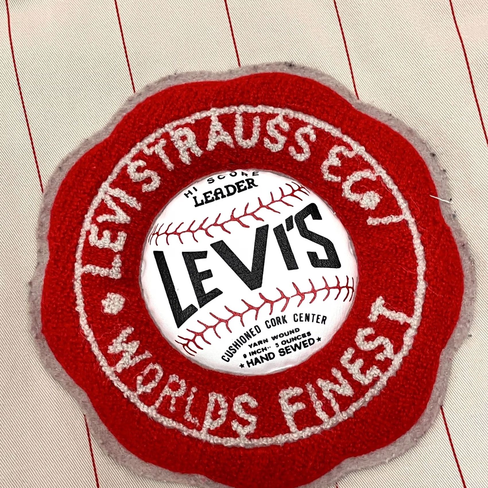 Levi's Levi’s Varsity Jacket Mens Large Cream Red Stripe Bomber Baseball Reversible Size US L / EU 52-54 / 3 - 5 Thumbnail