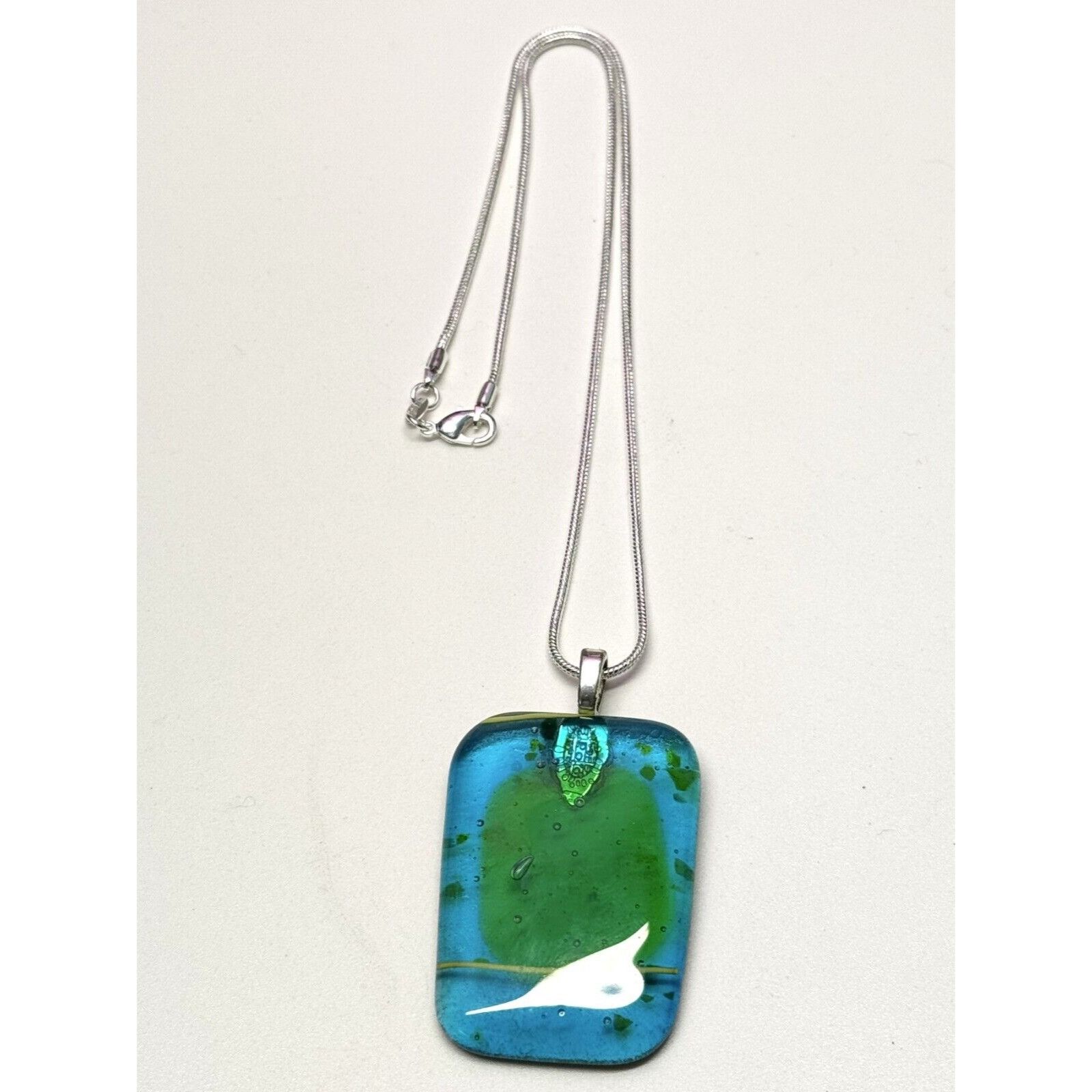 Vintage Vintage 925 sterling silver chain glass pendant necklace Size ONE SIZE - 1 Thumbnail