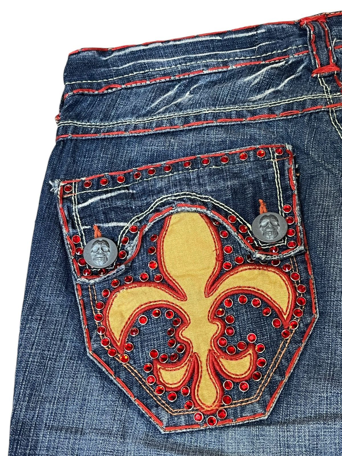 Japanese Brand FLARED🔥LAGUNA BEACH RHINESTONE MADE IN USA FLARED JEANS Size US 36 / EU 52 - 9 Thumbnail