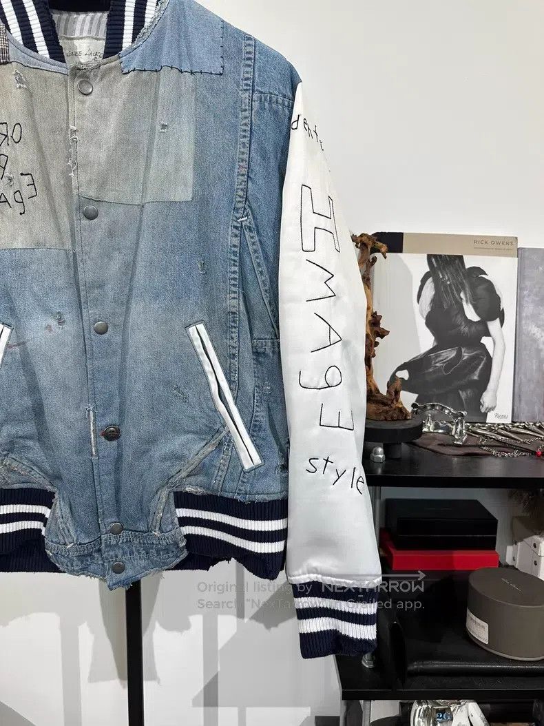 Greg Lauren Greg Lauren Silk-Panelled Distressed Pudding Baseball Jack Size US M / EU 48-50 / 2 - 4 Thumbnail