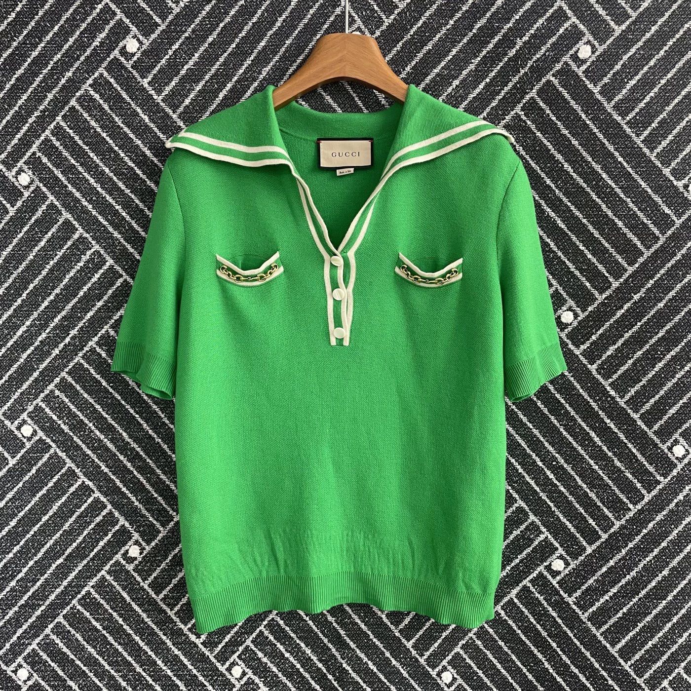 Gucci GUCCI SS21 99 New Women's Green Wool Polo Shirt L Size L / US 10 / IT 46 - 1 Thumbnail