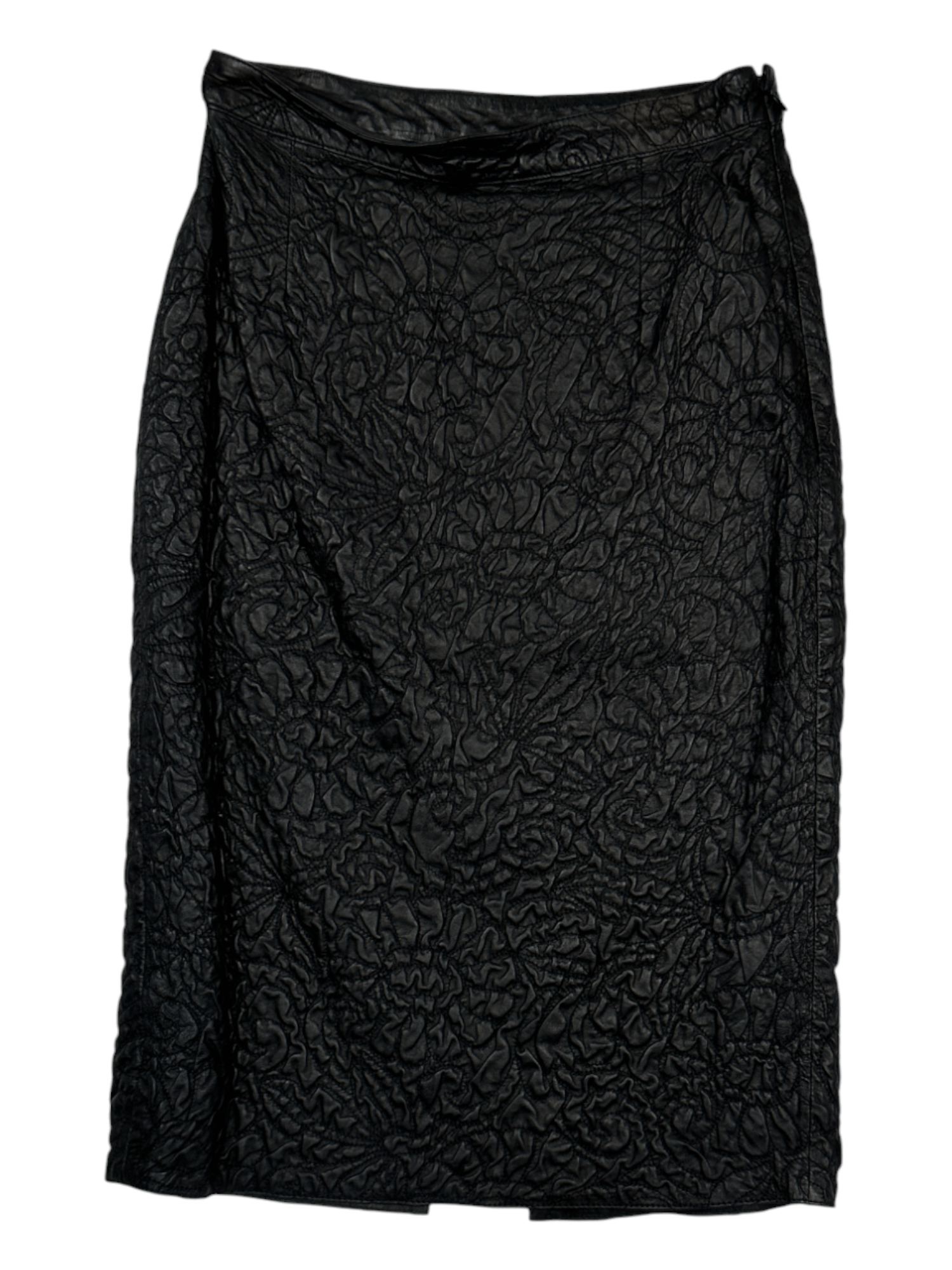 Yves Saint Laurent Yves Saint Laurent Black Embossed Slim Cut Skirt Size 25" / US 0 / IT 36 - 1 Thumbnail