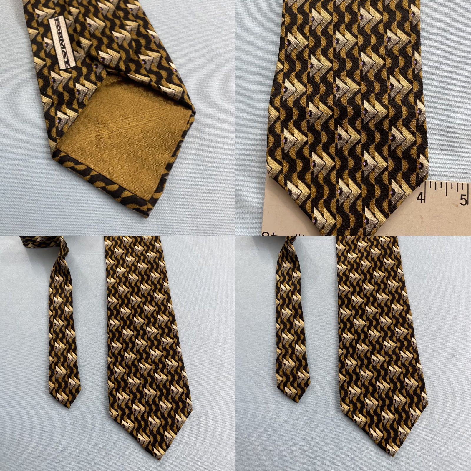 Triangl Format Japan Silk Tie Optical Abstract Deco Pyramid Triangle Yellow Black 4x59 Vintage Geometric Diamond Triangle Wide Necktie Mens 1990s 100% Silk Size ONE SIZE - 8 Thumbnail