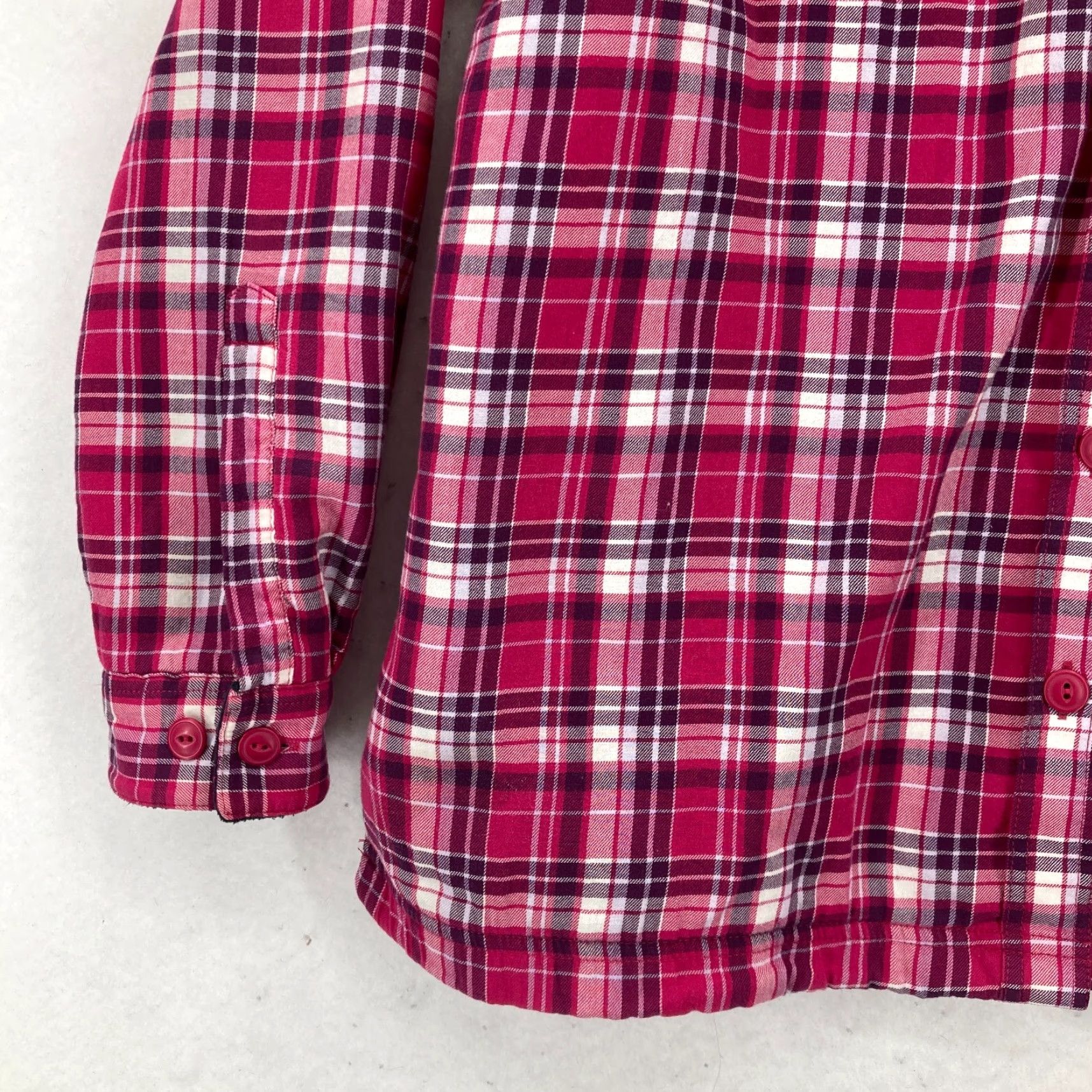 Vintage L.L. Bean Fleece Lined Shirt Jacket Shacket Women's Medium Pink Plaid Chore Camp Size M / US 6-8 / IT 42-44 - 4 Thumbnail