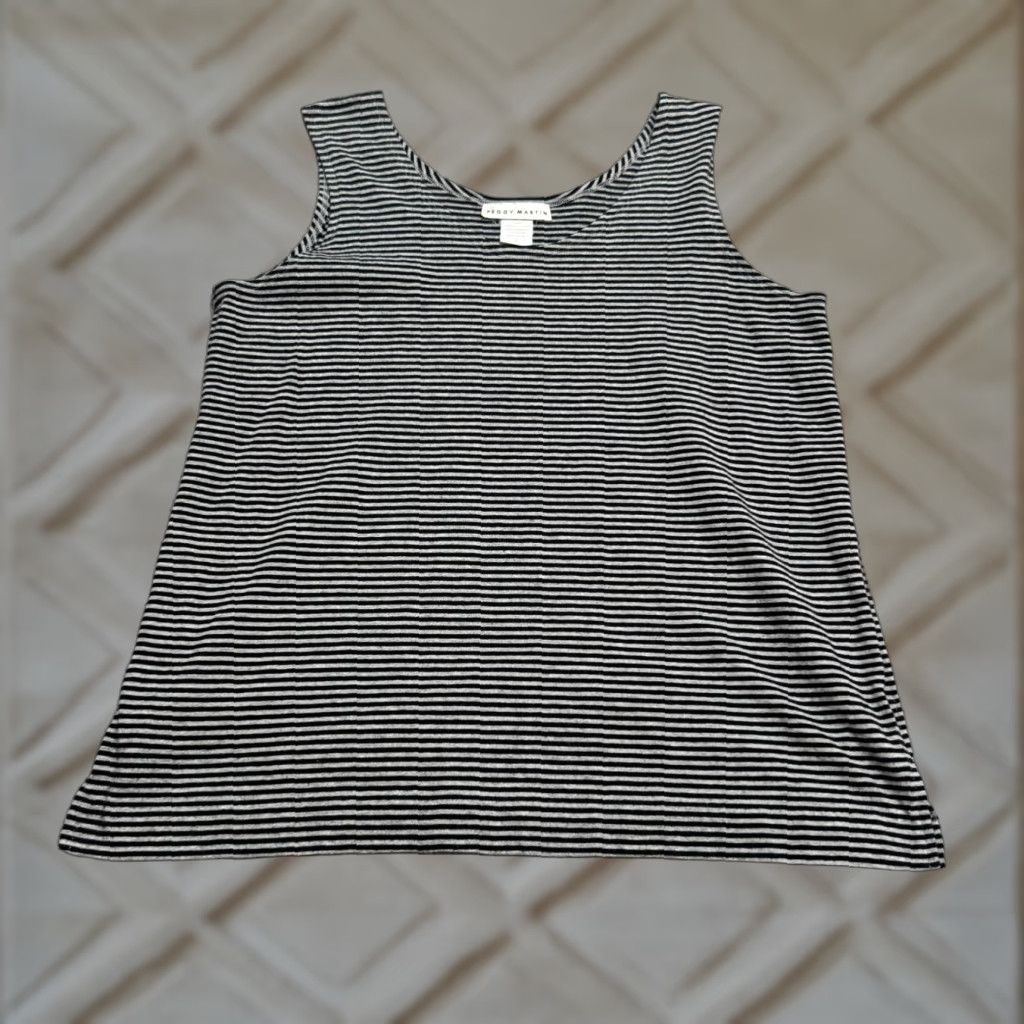 Vintage VINTAGE Peggy Martin Cotton Striped Tank Top Womens 3 Black White Striped Tank Top Cropped Sleeveless 90s Theme Boys? Size XS / US 0-2 / IT 36-38 - 1 Thumbnail