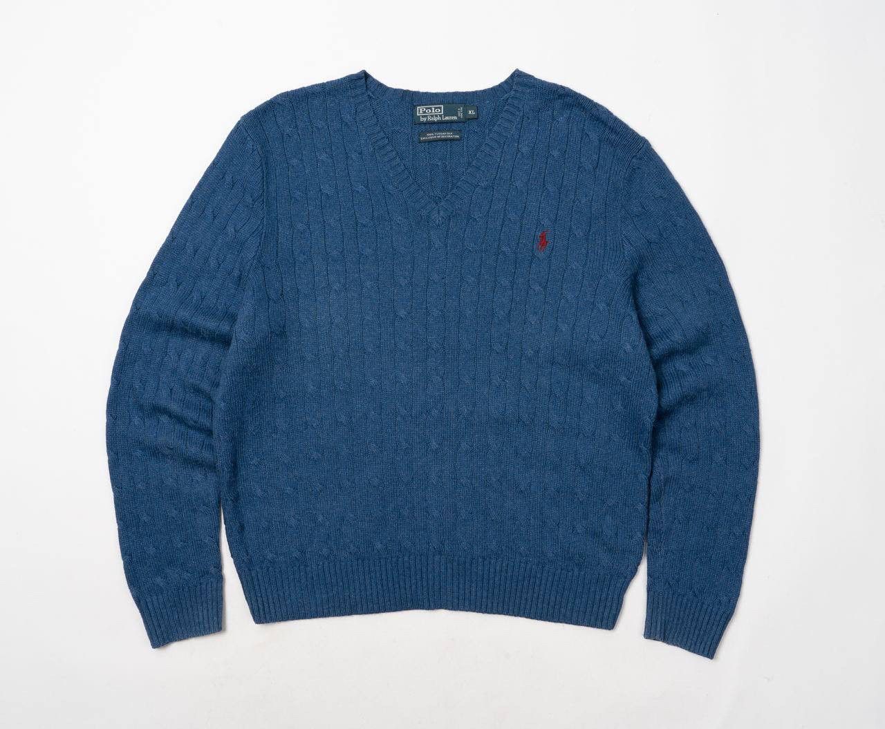 Polo Ralph Lauren 🔵 POLO RALPH LAUREN Vintage Tussah Silk Cable Knit Sweater Size US XL / EU 56 / 4 - 1 Thumbnail