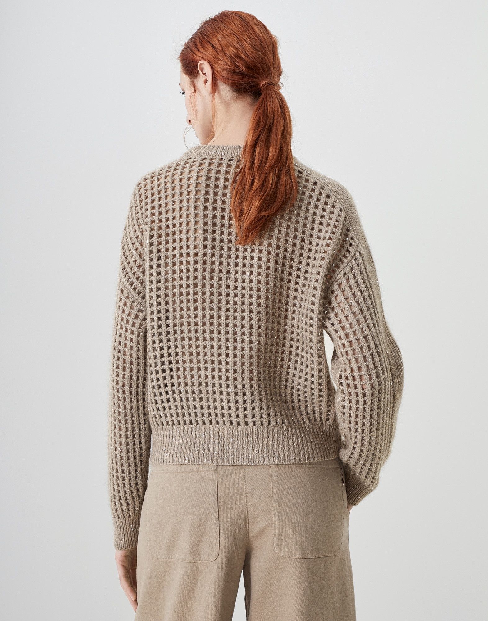 Brunello Cucinelli o1la1rc1a0325 Diamond Knitted Sweater in Khaki Size M / US 6-8 / IT 42-44 - 2 Thumbnail