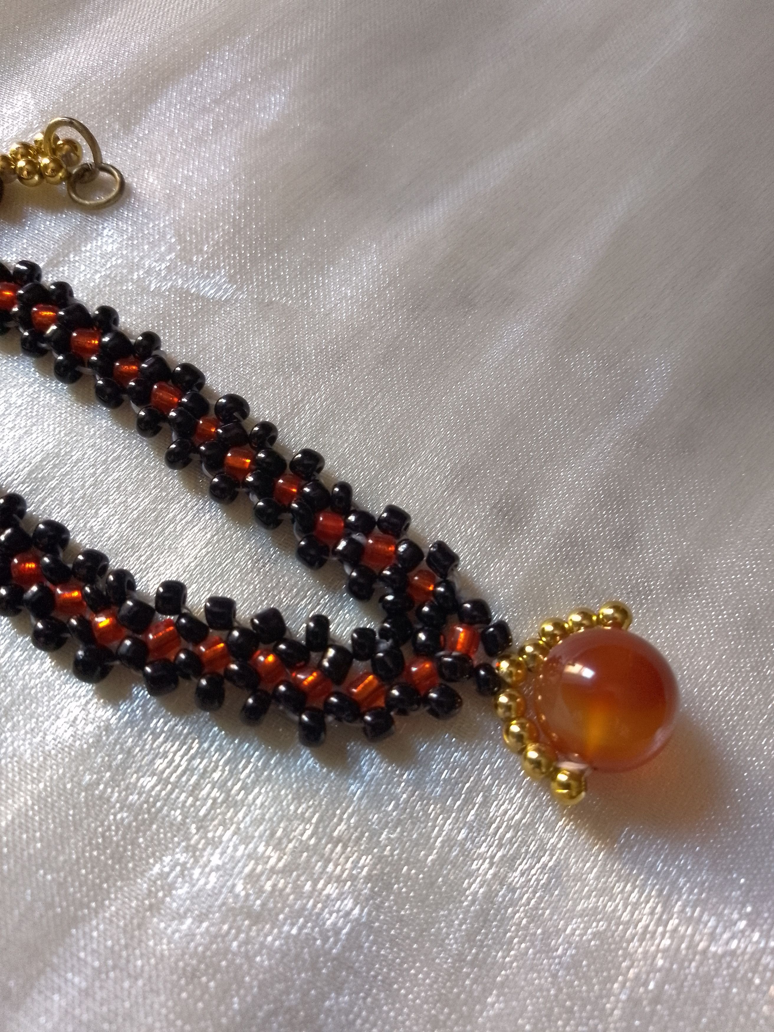 Handmade Necklace Red Black Red Carnelian Gemstone Goth Chakra Charm Size ONE SIZE - 2 Thumbnail
