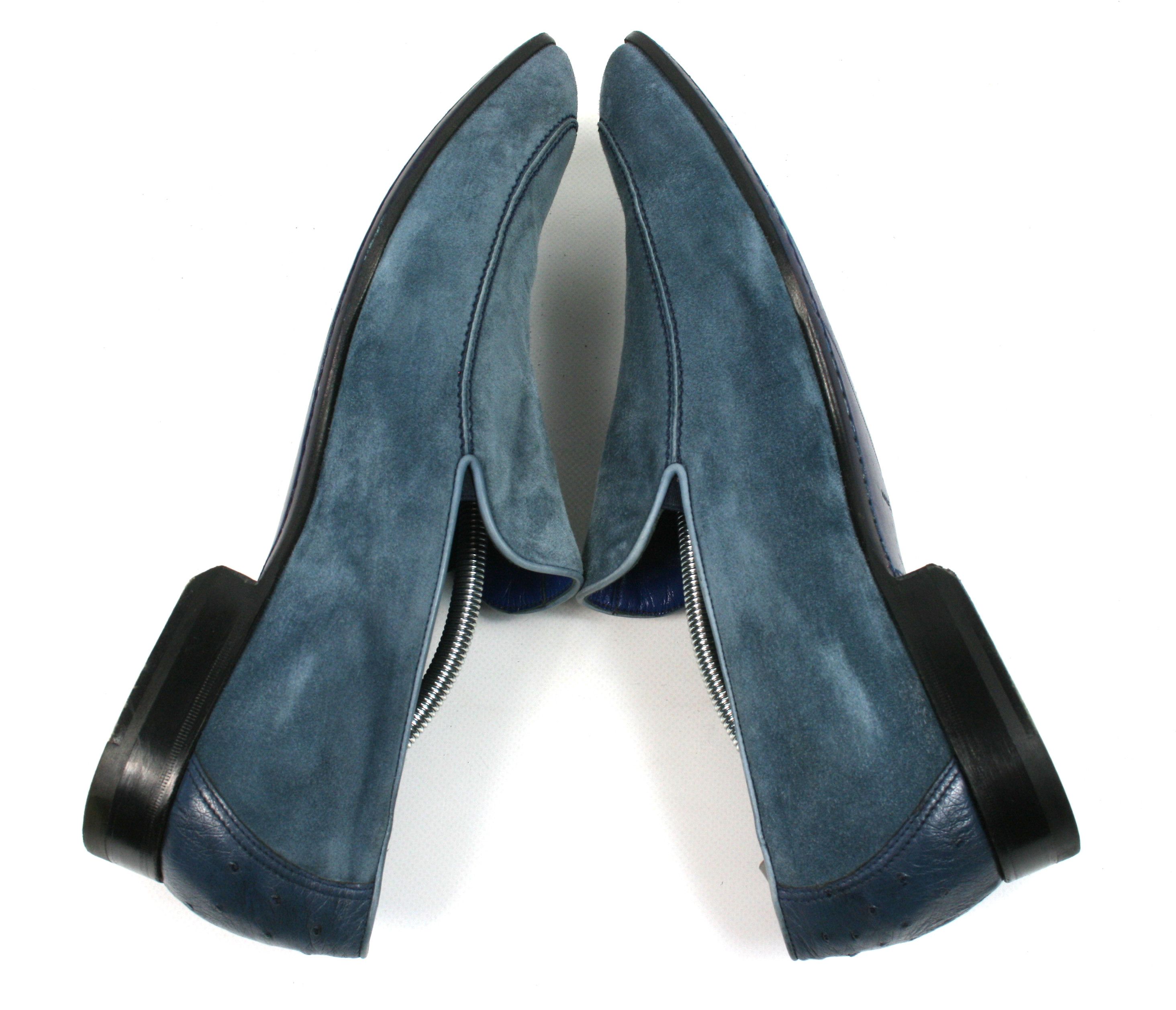 Zilli Suede Ostrich Leather Loafers Size US 11 / EU 44 - 6 Thumbnail