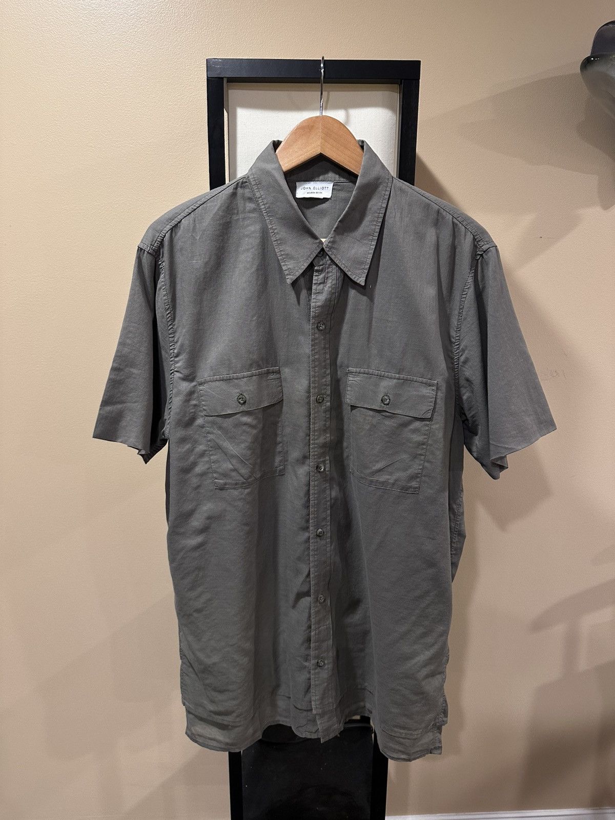 John Elliott John Elliott Military Olive Green Cargo Tech Button Up Shirt Size US L / EU 52-54 / 3 - 5 Thumbnail