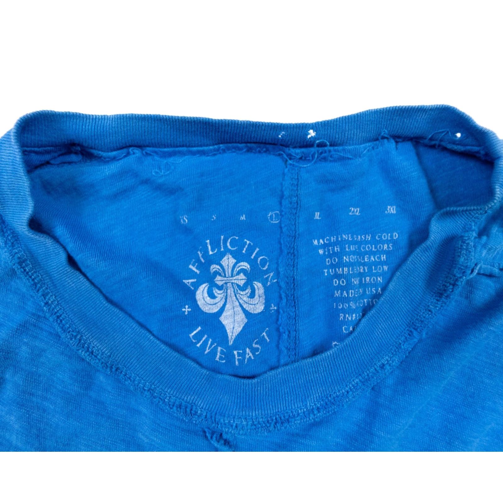 Affliction Affliction Shirt Mens Large Blue Graphic Tee Distressed Grunge Crewneck Adult Size US L / EU 52-54 / 3 - 5 Thumbnail