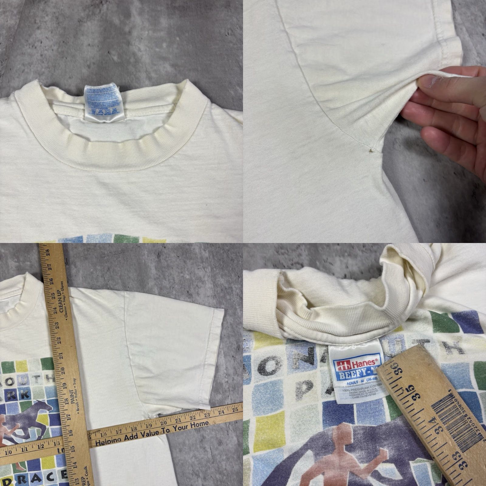 Hanes VINTAGE Hanes White T-Shirt 90s Art Graphic Print Crew Neck Short Sleeve Cotton Size M Mens Superman? Size US M / EU 48-50 / 2 - 8 Thumbnail