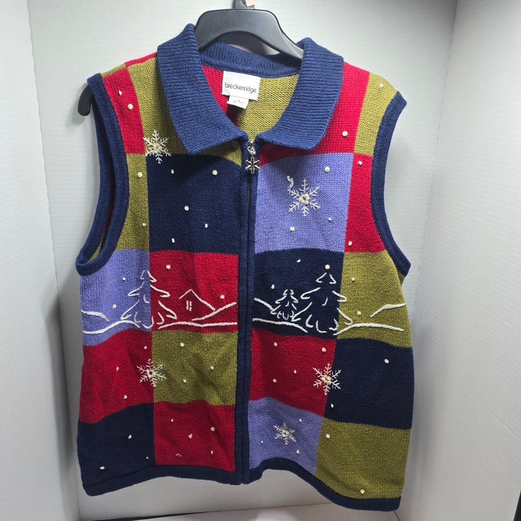 The Unbranded Brand Breckenridge Colorful Patchwork Vest Snowflake Design med Size M / US 6-8 / IT 42-44 - 1 Thumbnail
